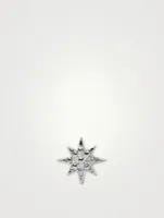 Micro Aztec 14K Gold North Star Stud Earring With Diamonds