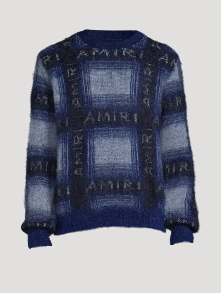 Brushed Mohair Plaid Sweater