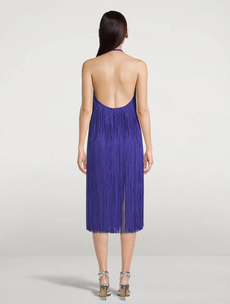 Fringed Halter Midi Dress