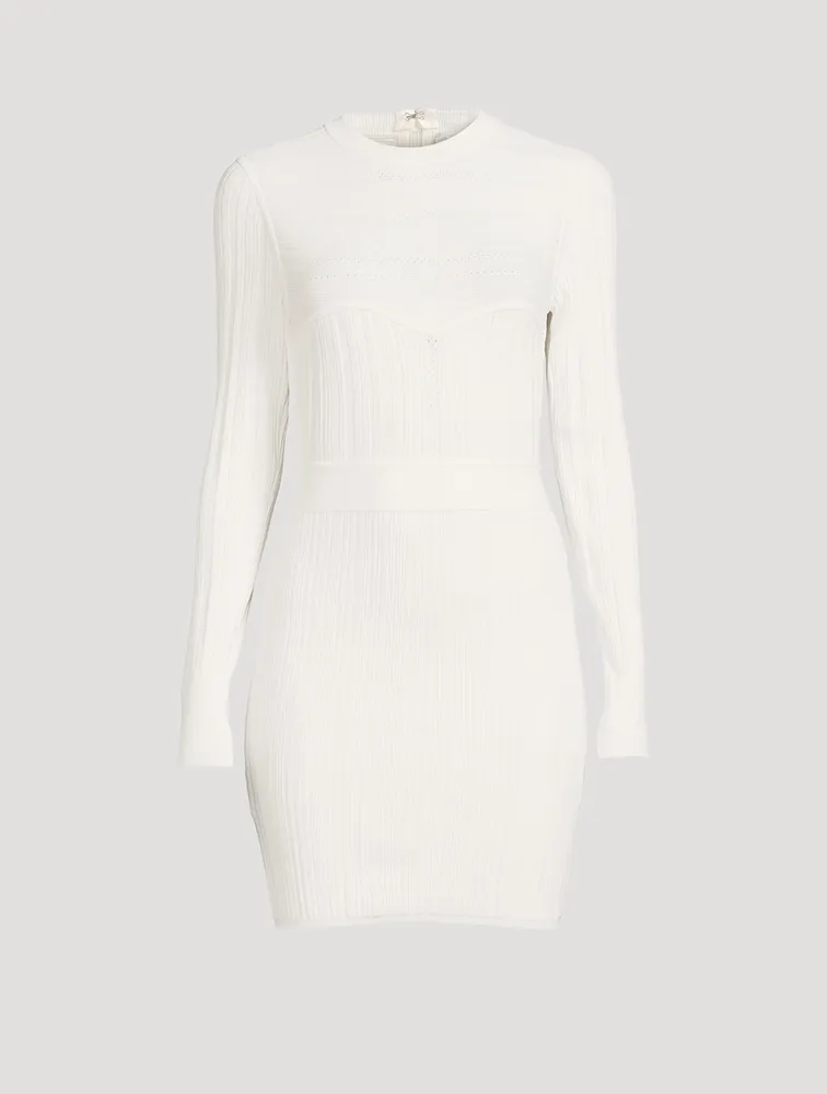 Ribbed Pointelle Mini Dress