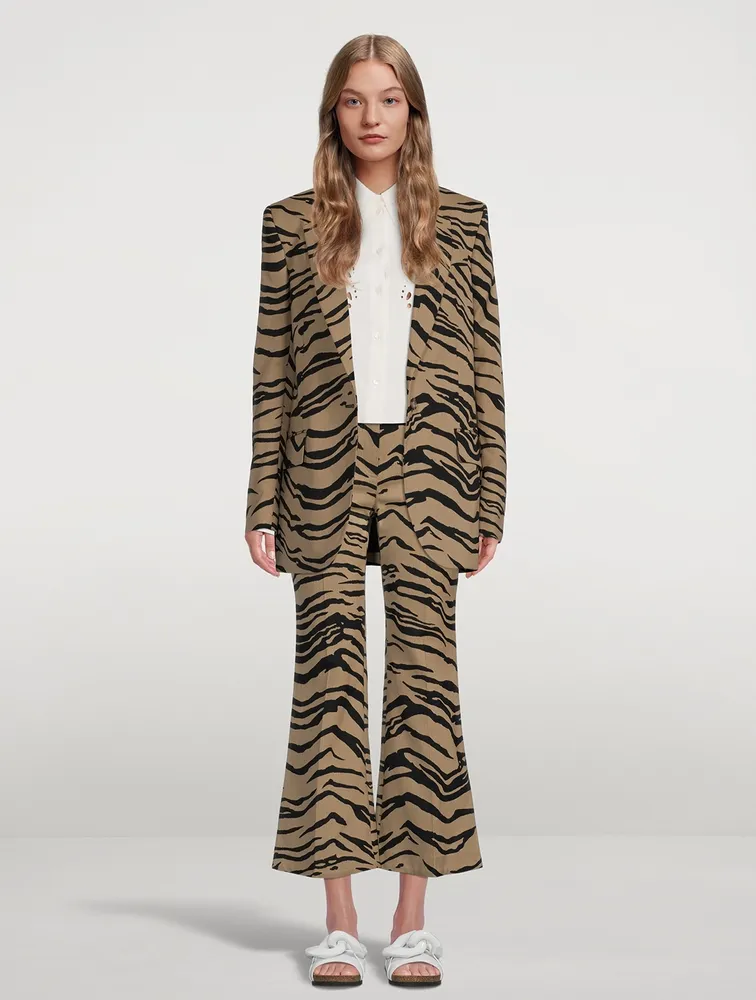 Flared Tiger Stripe Jacquard Trousers
