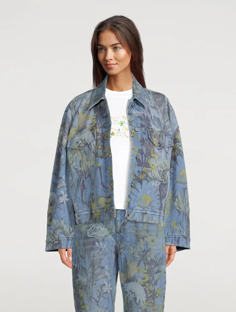 Rewild Oversized Denim Jacket Flora Print