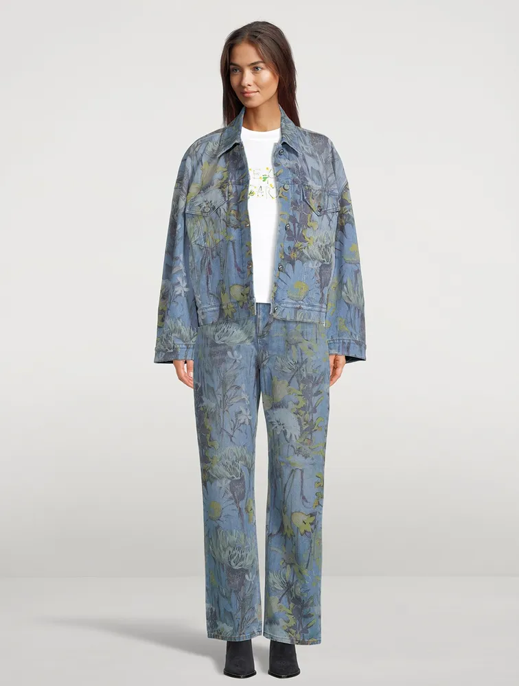 Rewild Oversized Denim Jacket Flora Print