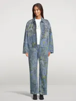 Rewild Oversized Denim Jacket Flora Print
