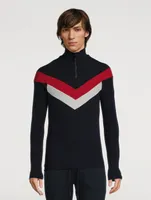 Voss Wool-Blend Colourblock Half-Zip Top