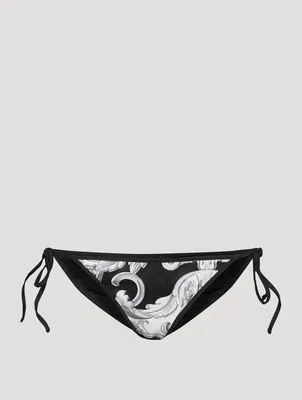 Reversible Bikini Bottom Silver Baroque Print
