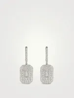 18K Rose Gold Pavé Baguette Diamond Drop Earrings