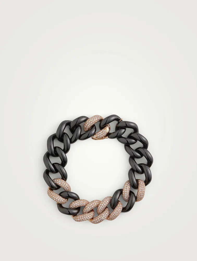 Jumbo 18K Black And Rose Gold Pavé Bracelet