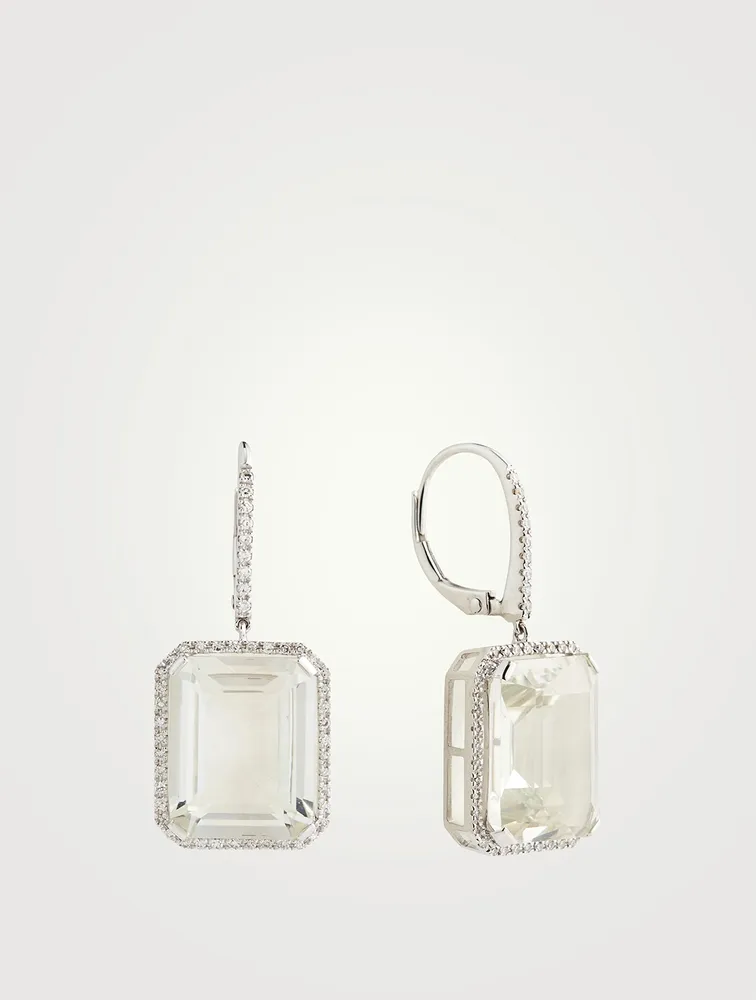 18K White Gold Portrait Gemstone Earrings