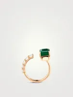 18K Rose Gold Floating Emerald And Diamond Ring
