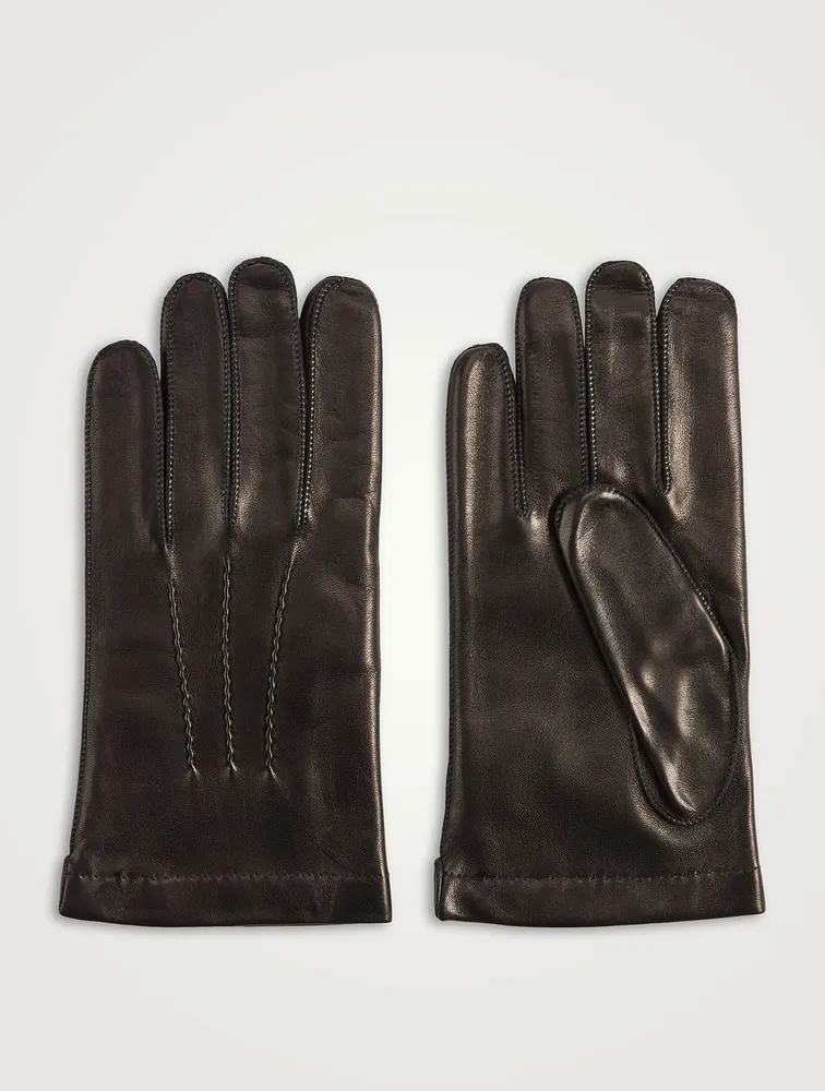 Leather Cashmere-Lined Gloves