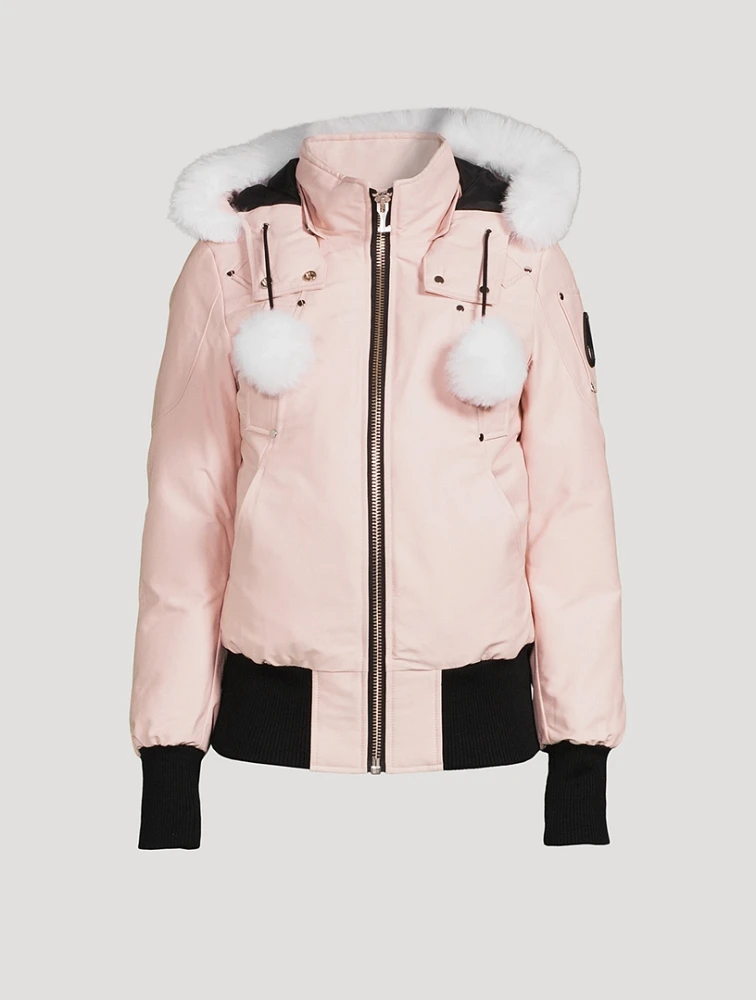 Debbie Shearling-Trimmed Down Bomber Jacket