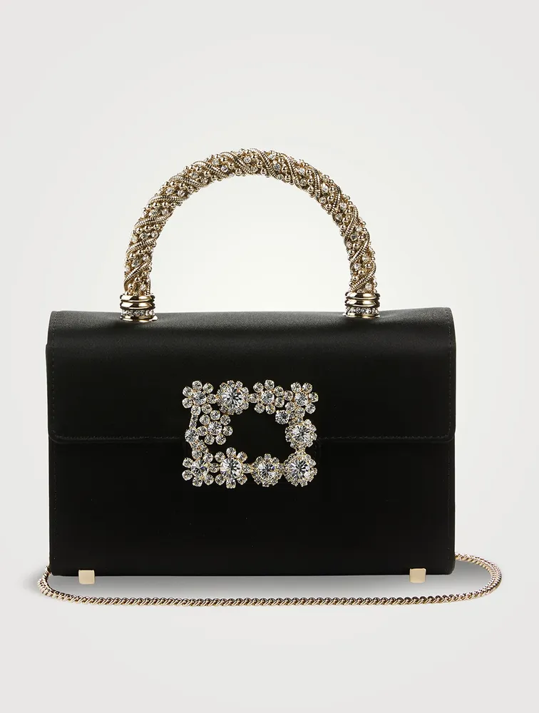 Mini Flower Strass Satin Clutch