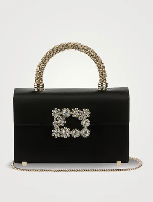 Mini Flower Strass Satin Clutch