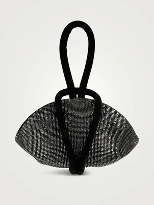 Knot Crystal Mesh Velvet Clutch