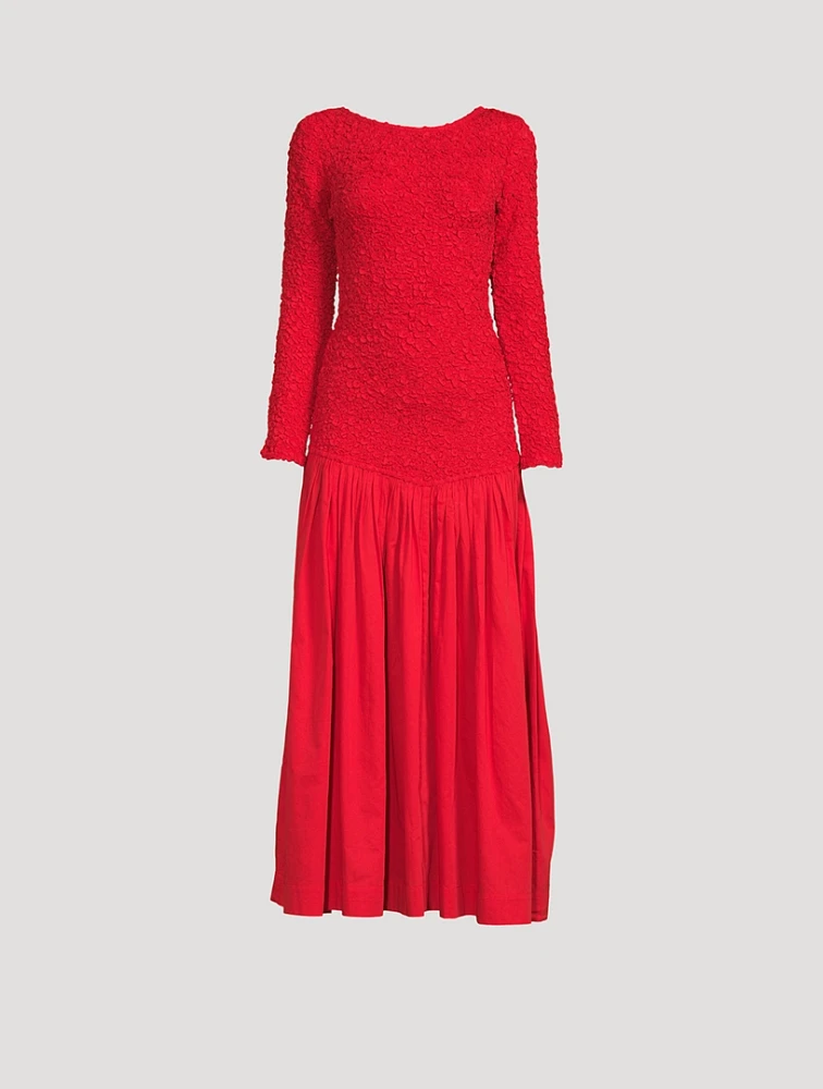 Mereba Drop-Waist Long-Sleeve Maxi Dress