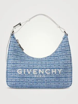 Small Moon Cut Out Embossed Denim Shoulder Bag