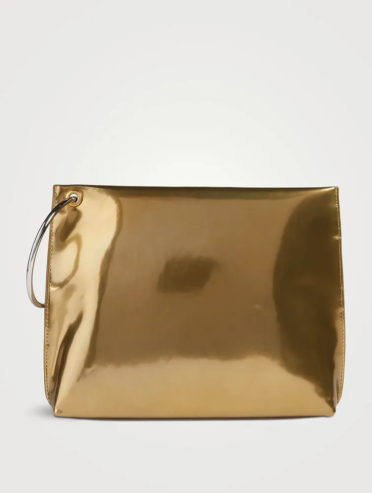 Metallic Leather Ring Clutch