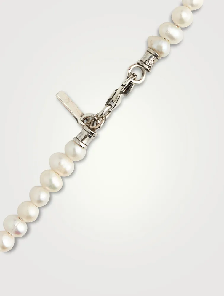 Pearl and Sterling Silver Cross Necklace