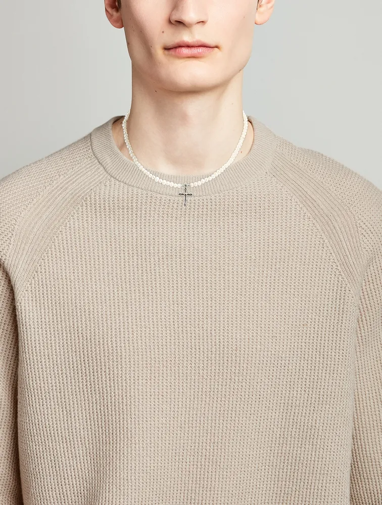 Pearl and Sterling Silver Cross Necklace