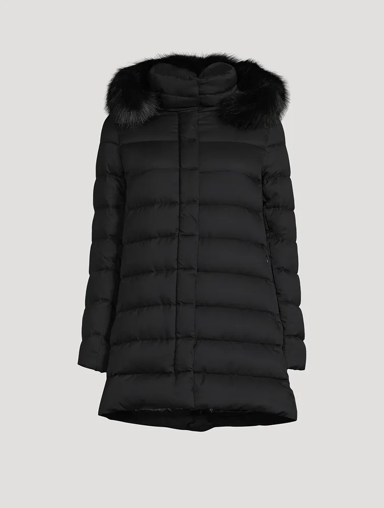 Down Jacket With Faux Fur Trim