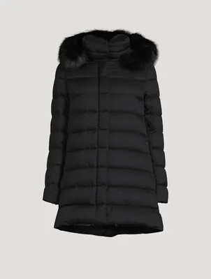 Down Jacket With Faux Fur Trim