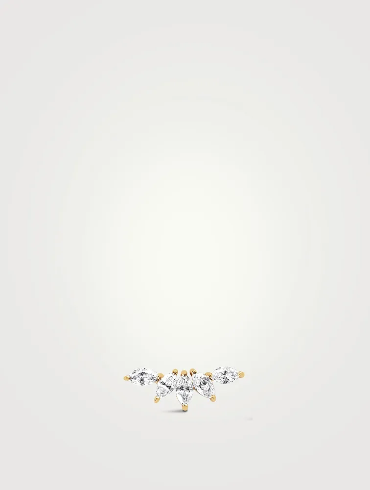 14K Gold Marquise Diamond Fan Earring