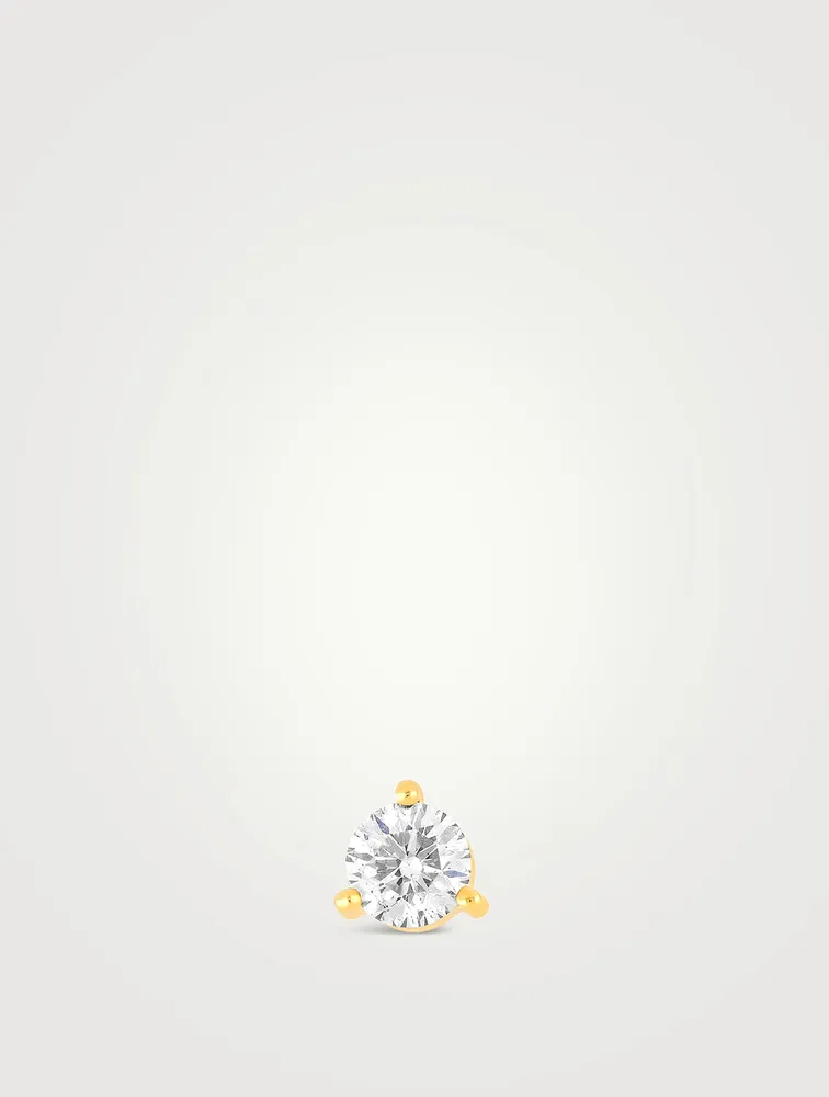 Jumbo 14K Gold Solitaire Diamond Stud Earring