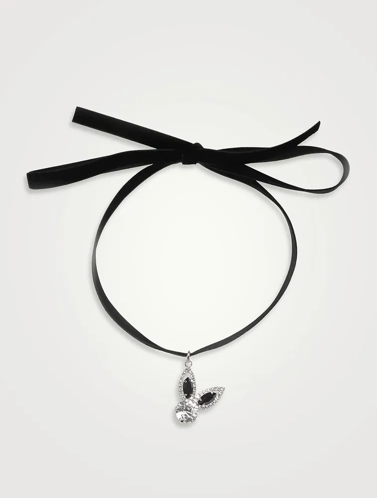 Velvet Choker With Rabbit Crystal Charm