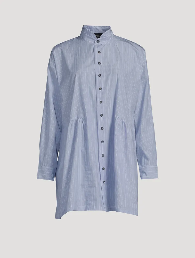 Double Stand Collar Pleated Shirt