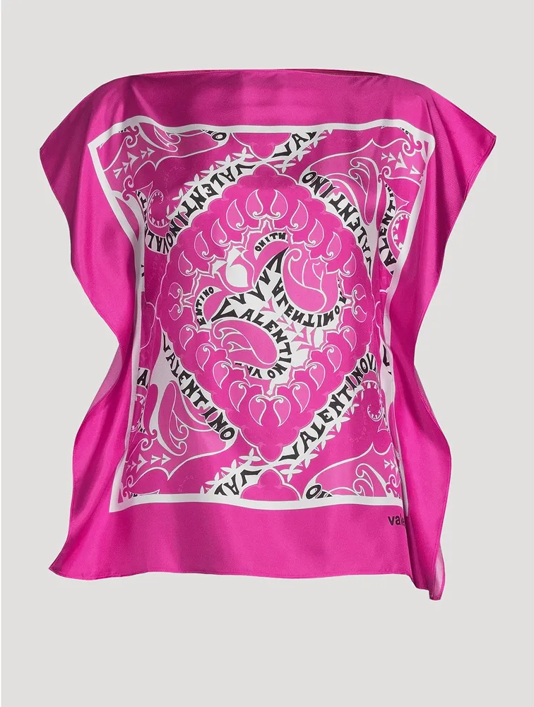 Silk Scarf Top Bandana Print