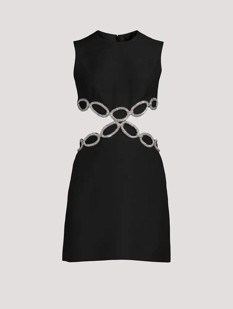 Embellished Cut-Out Crepe Couture Mini Dress