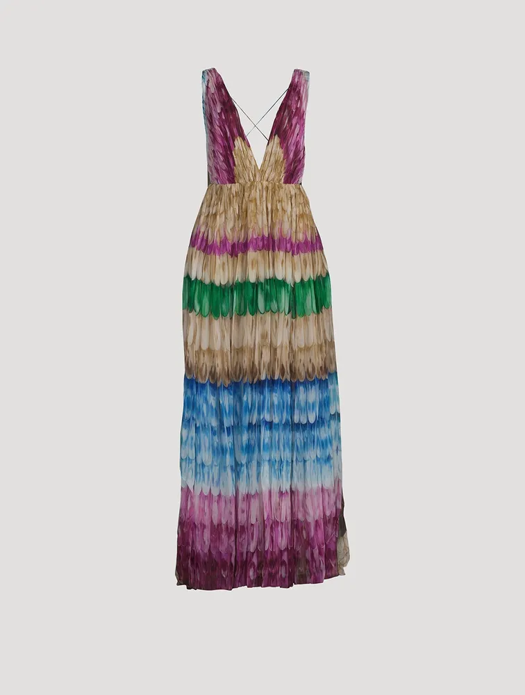 Feather Chiffon Gown