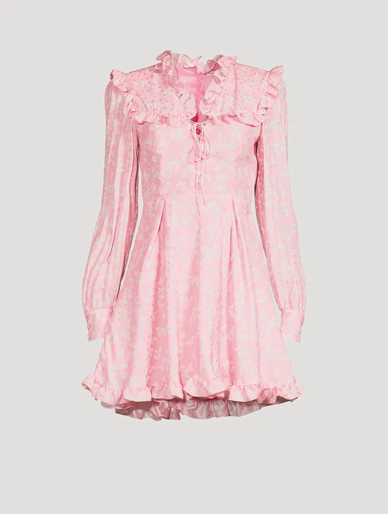 Butterfly Jacquard Silk Mini Dress