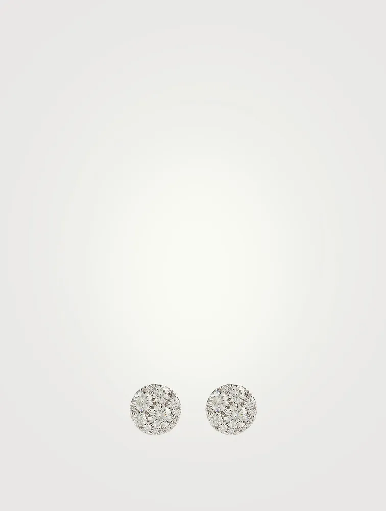 Tessa 18K White Gold Diamond Circle Stud Earrings