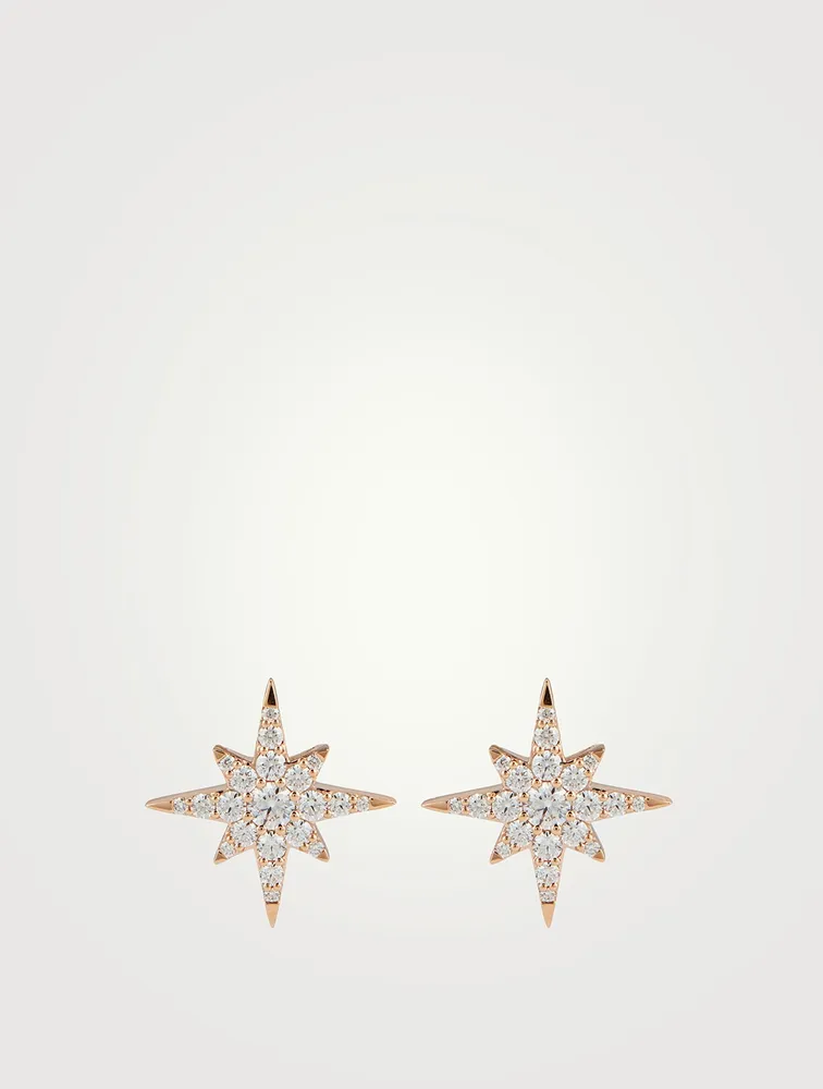 18K Rose Gold Charmed Starburst Stud Earrings With Diamonds