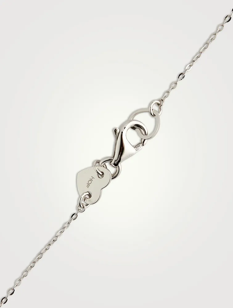 18K White Gold Aerial Petite Drop Pendant Necklace With Diamonds