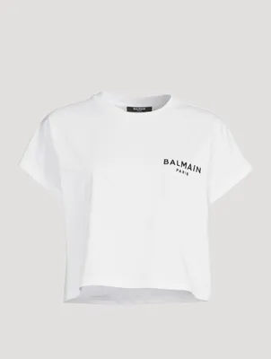 Flocked Logo Cropped T-Shirt