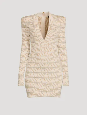Pyramide Long-Sleeve Knit Mini Dress