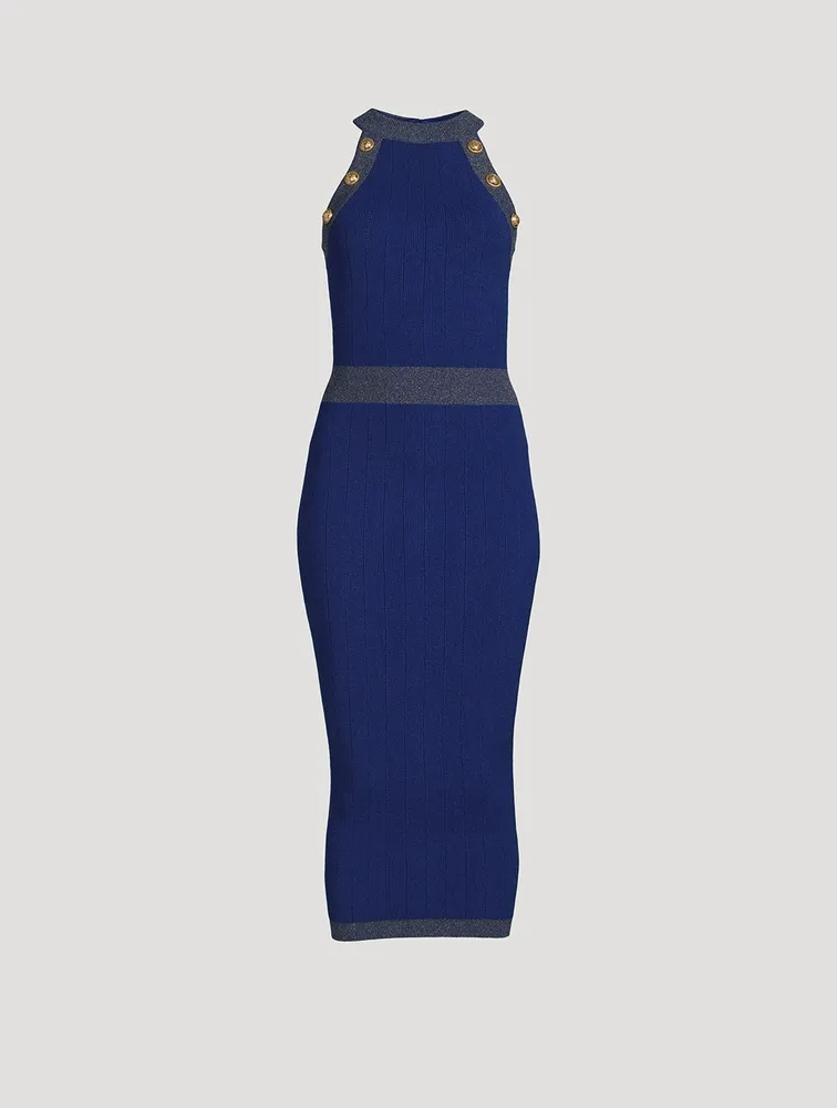Golden Edge Knit Midi Dress
