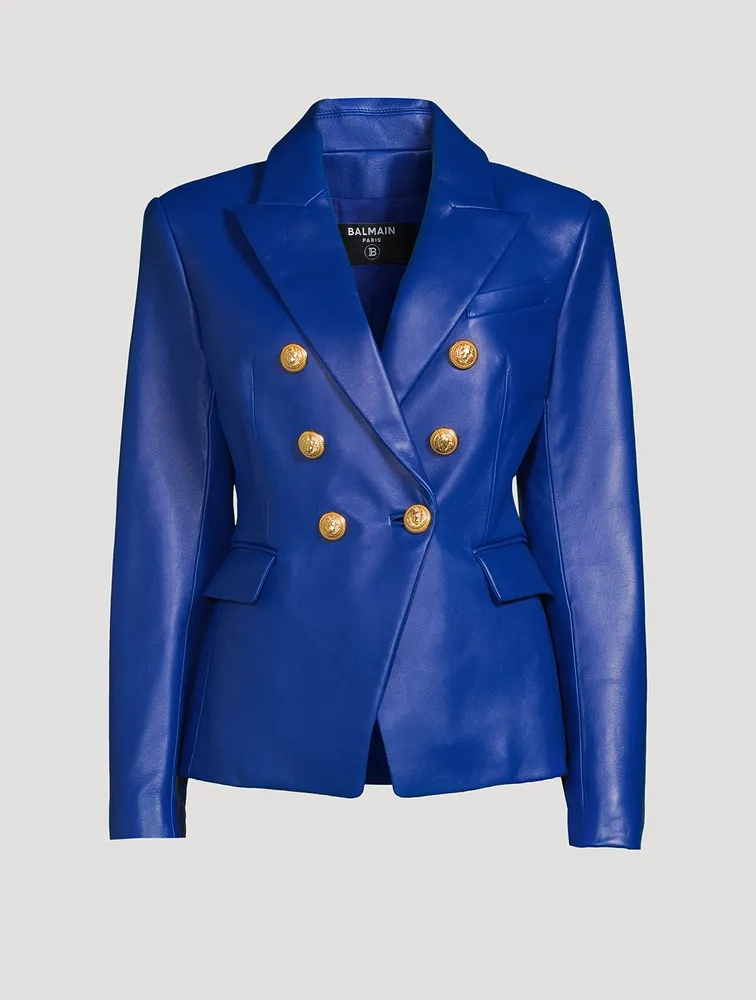Leather Double-Breasted Blazer