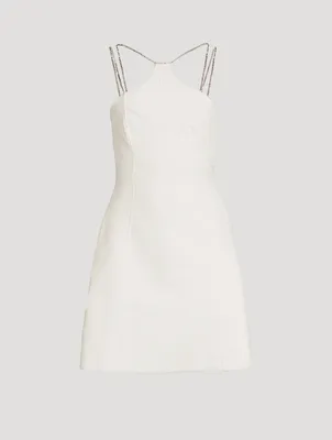 Ottoman Mini Dress With Crystal Chain