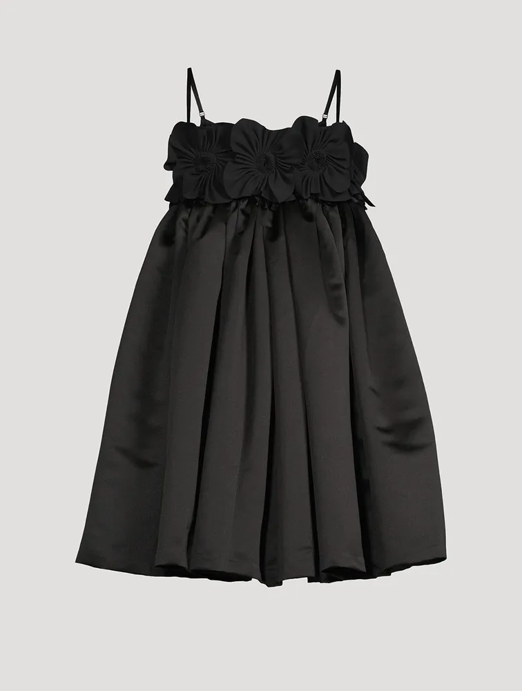 Andra Baby Doll Dress With Floral Appliqué
