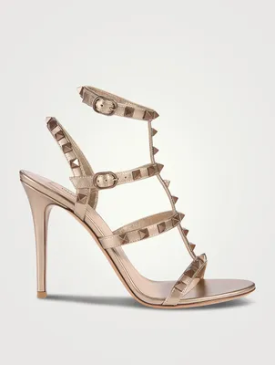 Rockstud Metallic Leather Sandals