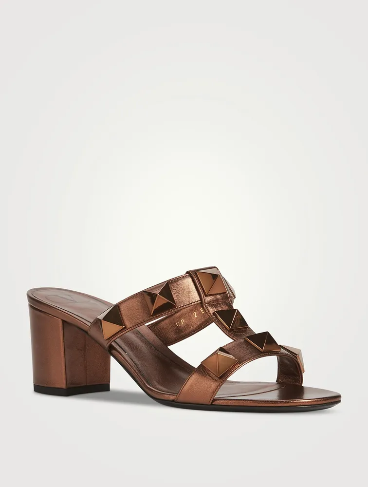 Roman Stud Metallic Leather Mules