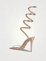 Rockstud Leather Ankle-Wrap Sandals