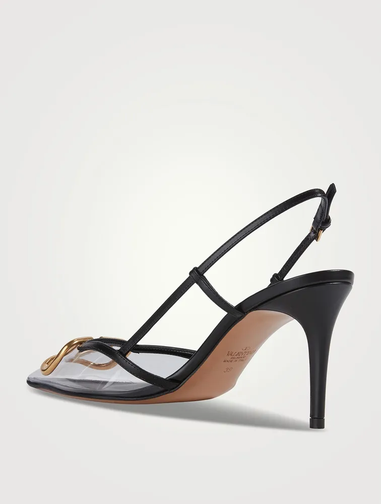 VLOGO PVC And Leather Slingback Pumps