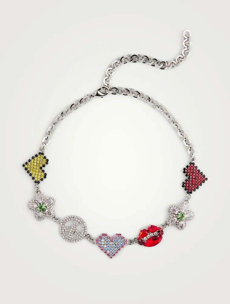 Crystal Charm Choker Necklace