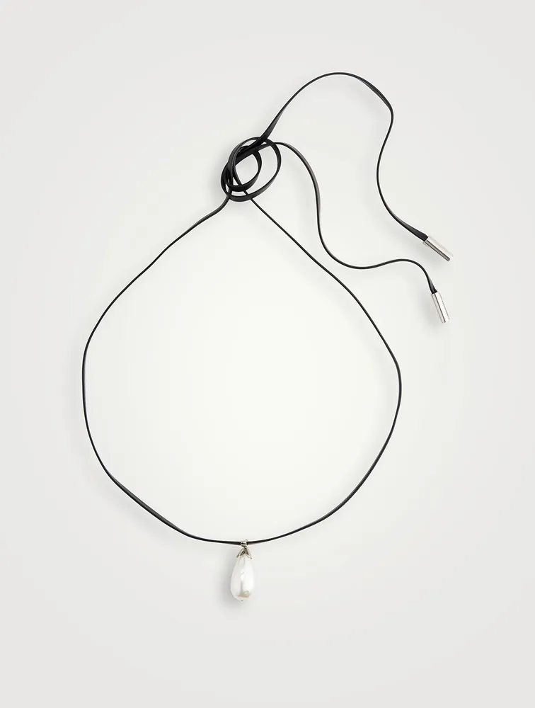 Leather And Faux Pearl Hairpiece