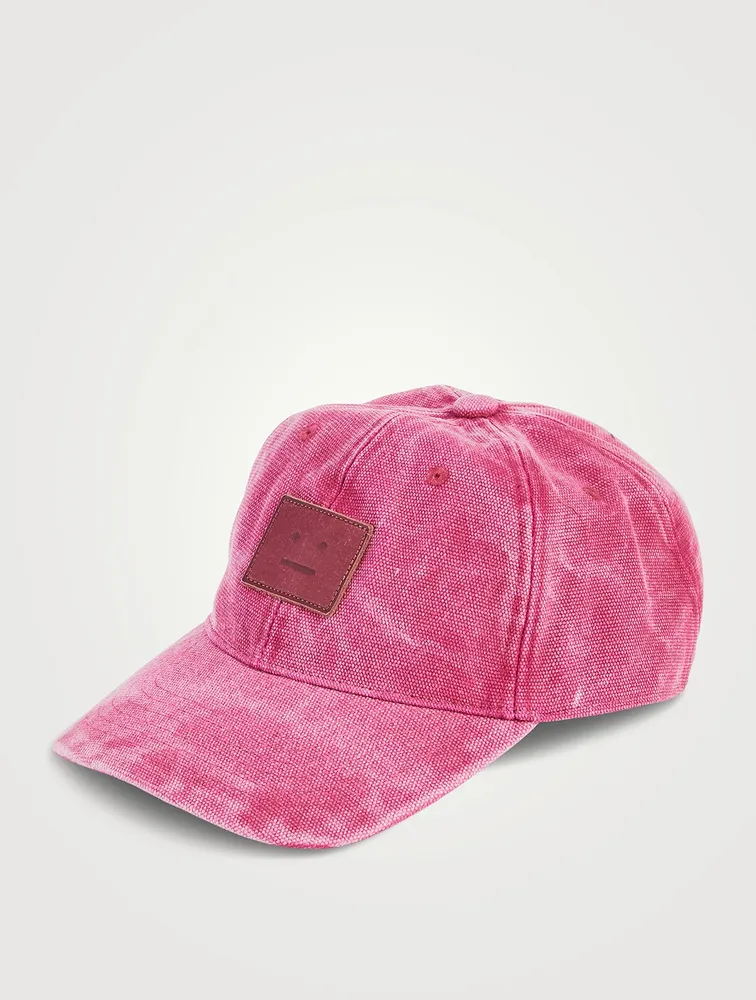Canvas Baseball Cap With Leather Logo Patch